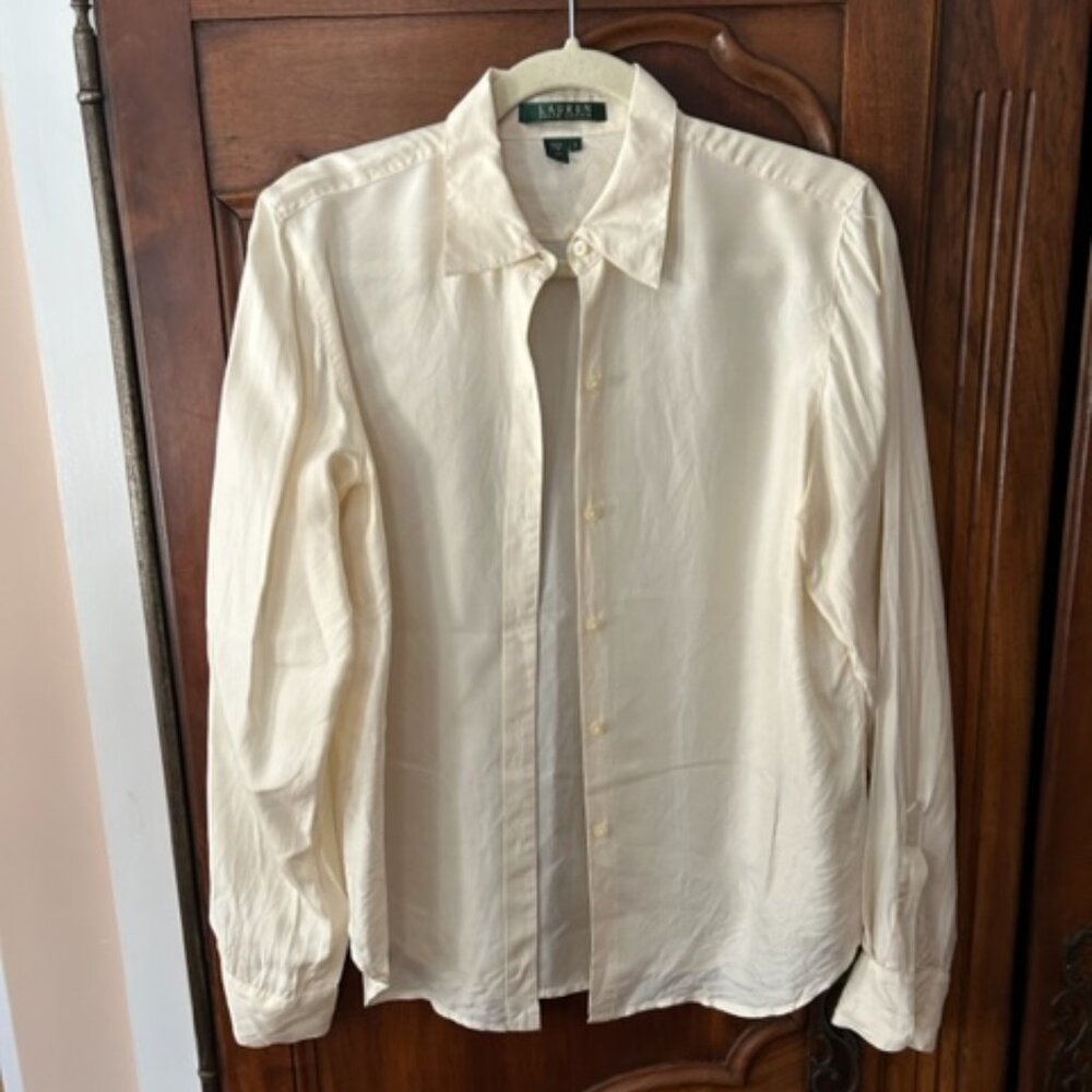 Lauren Ralph Lauren ivory silk blouse, size S
